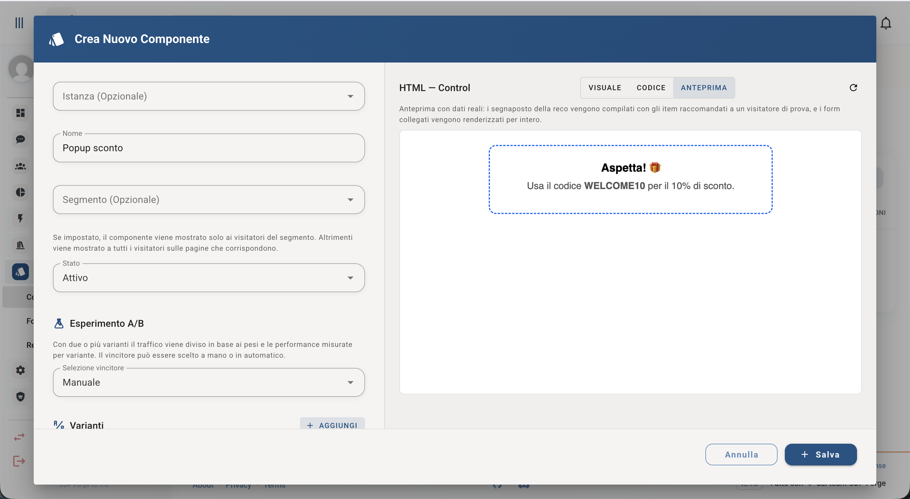 CDPForge on-site personalisation builder